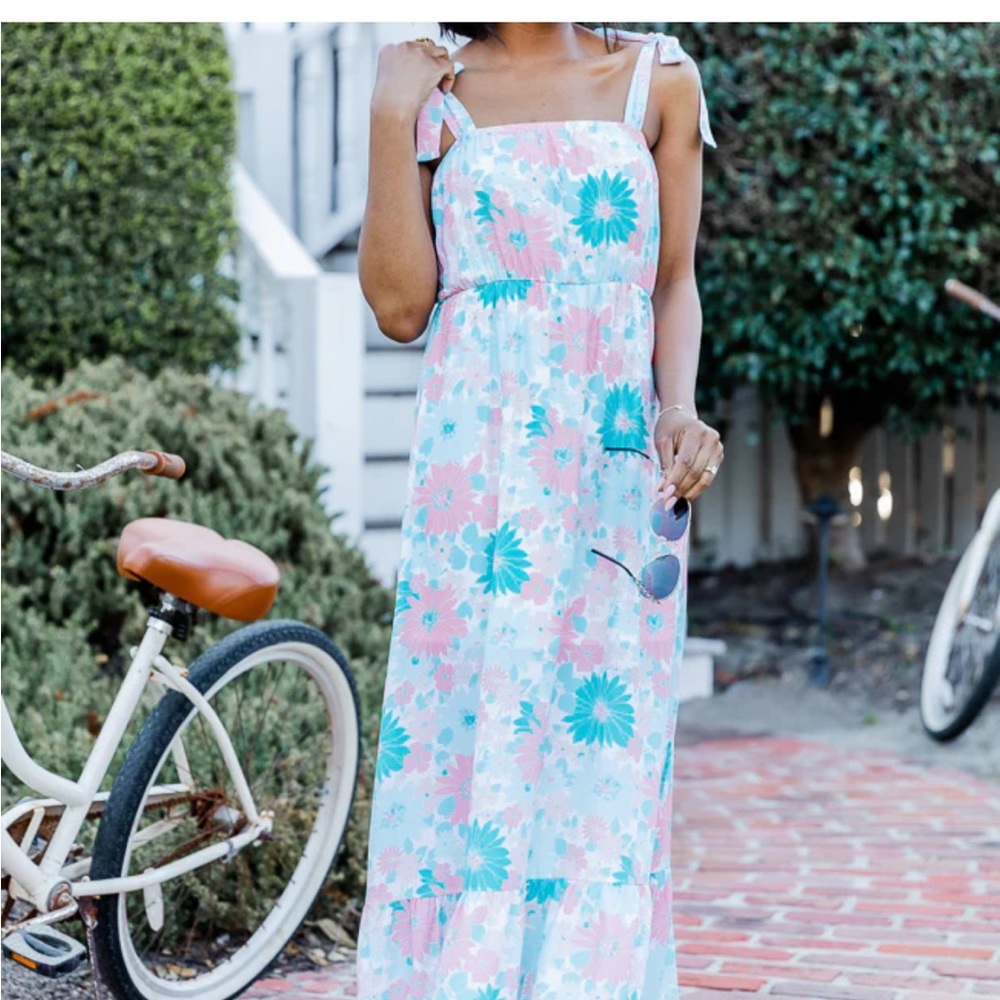 Floral Pink Lily Maxi Dress
